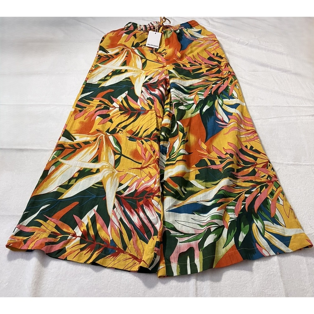 NWT Walter Baker Bal Harbour Tropical Floral Wide Leg Palazzo Pants Summer Small